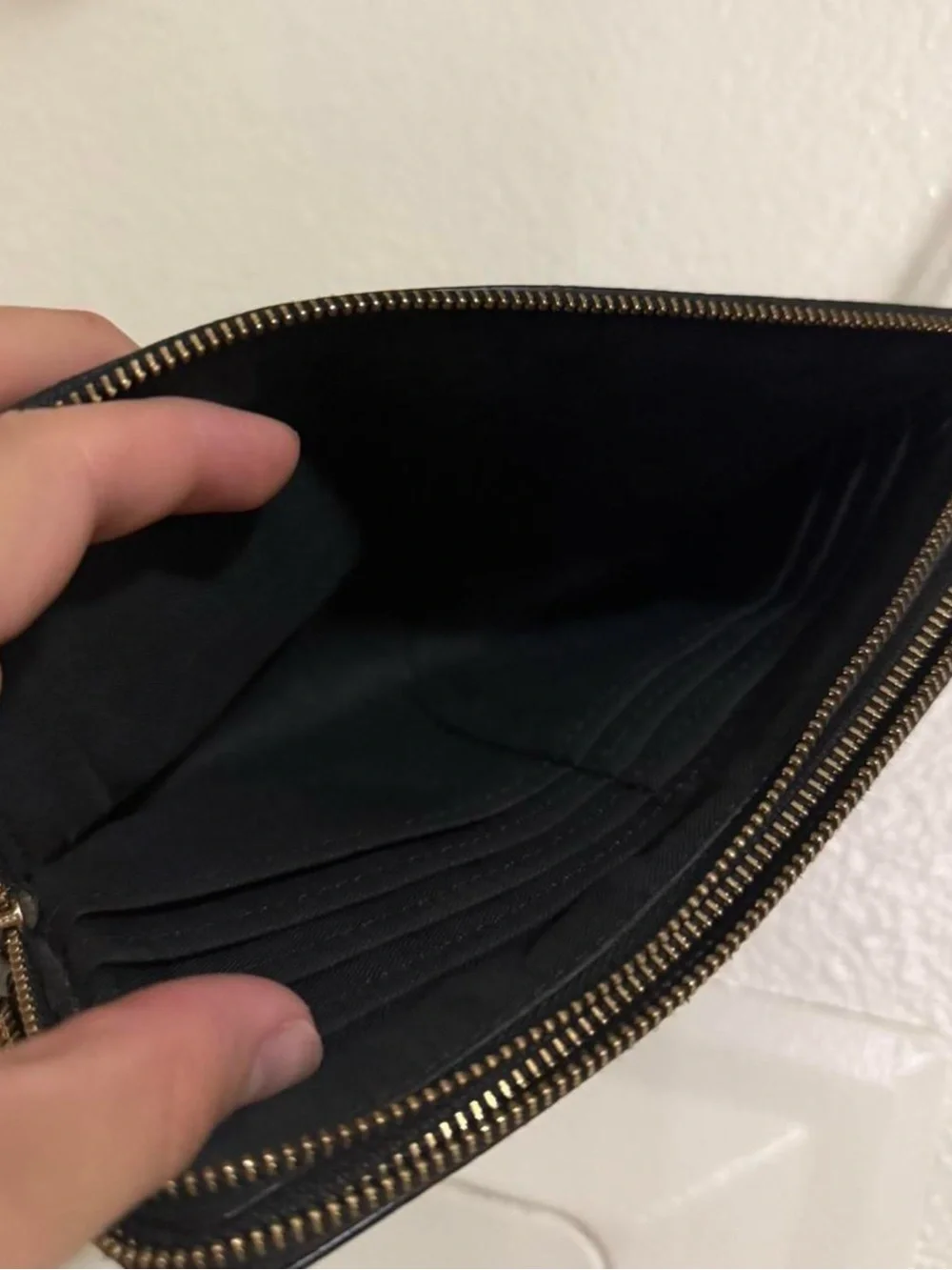 Coach Black Leather Wristlet with Gold Logo - Picture 5 of 8
